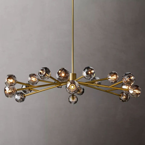 Boule Modern Smoke Crystal Round Chandelier 60" Over Dining Table