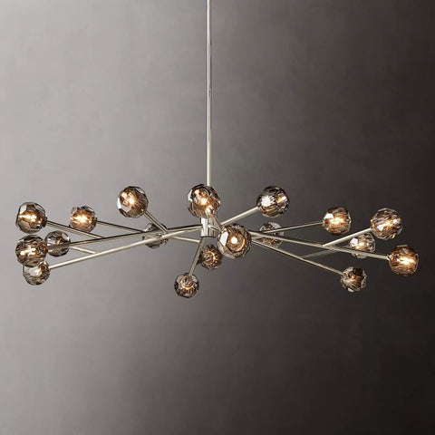 Boule Modern Smoke Crystal Round Chandelier 72" Over Dining Table