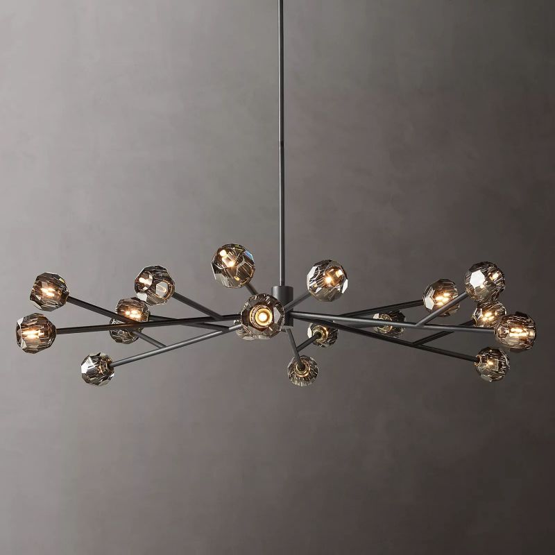 Boule Modern Smoke Crystal Round Chandelier 72" Over Dining Table