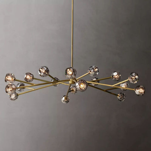 Boule Modern Smoke Crystal Round Chandelier 72" Over Dining Table