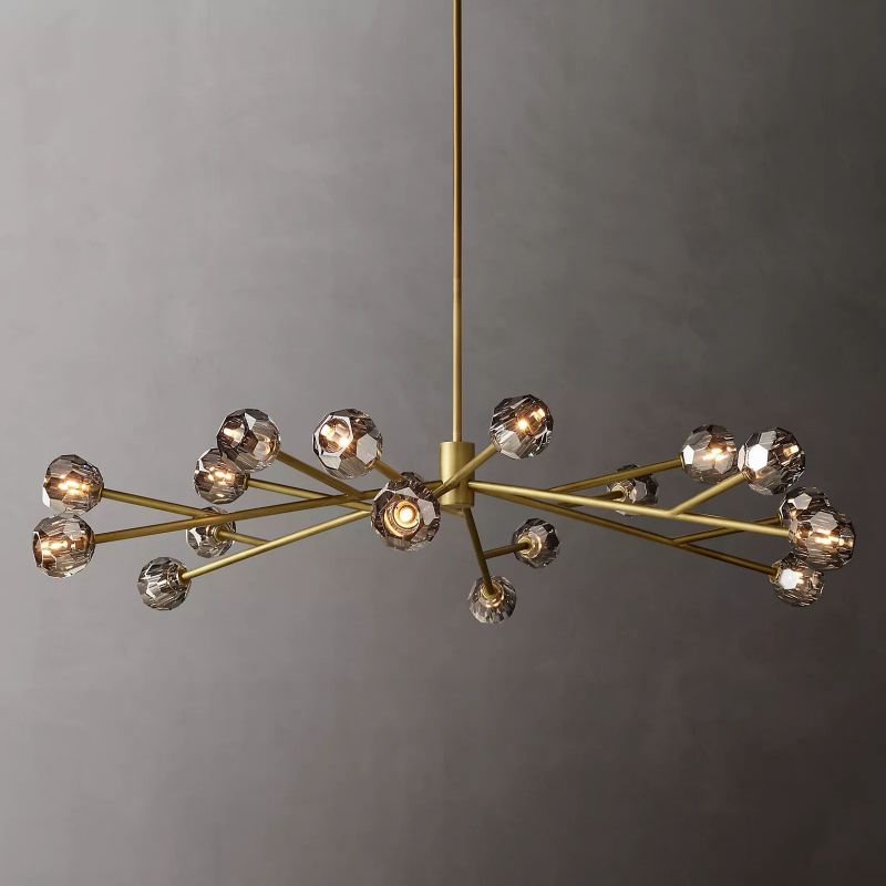 Boule Modern Smoke Crystal Round Chandelier 72" Over Dining Table