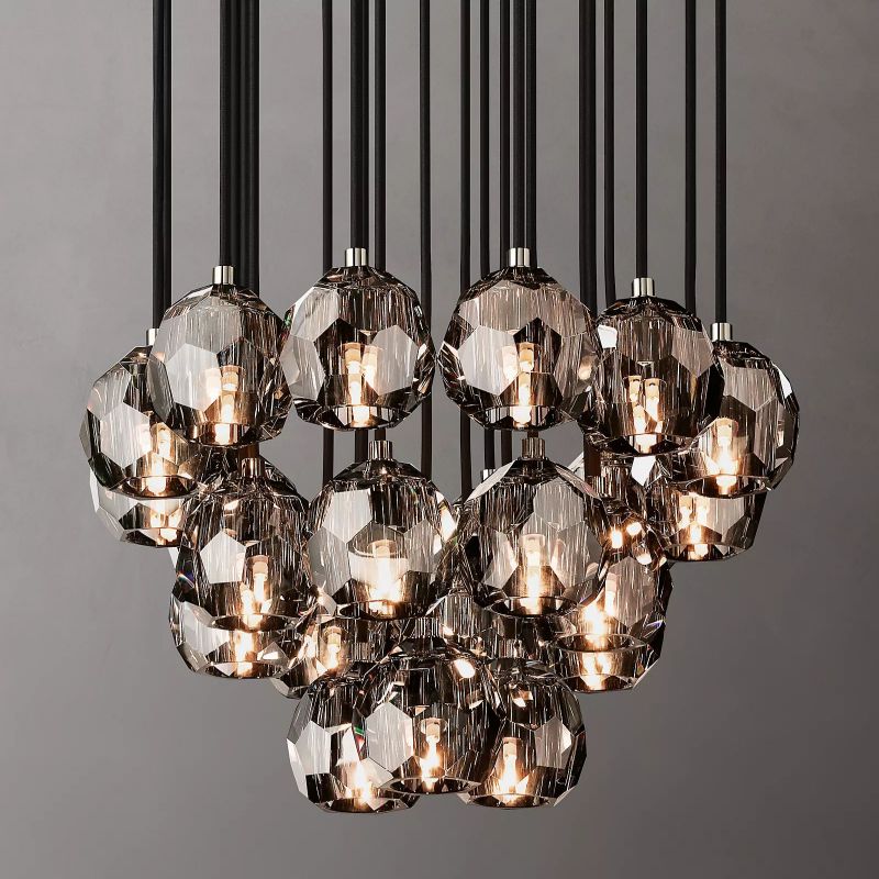 Boule Glass Round Cluster Chandelier 24"