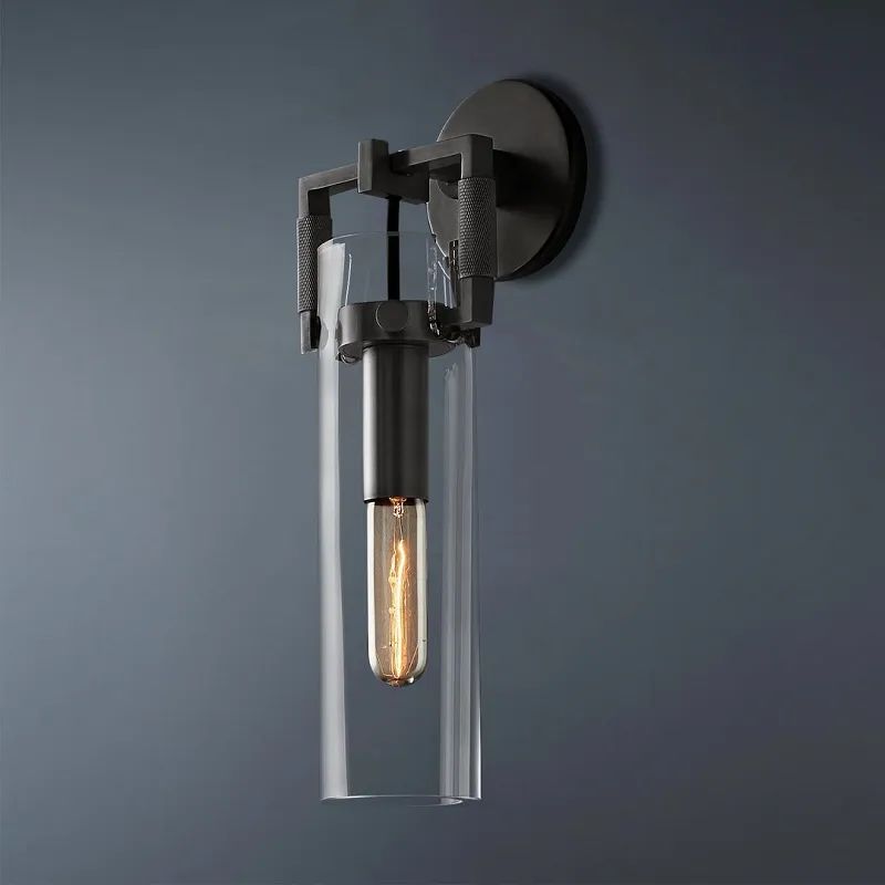 Machinist Glass Cylinder Wall Sconce 12"