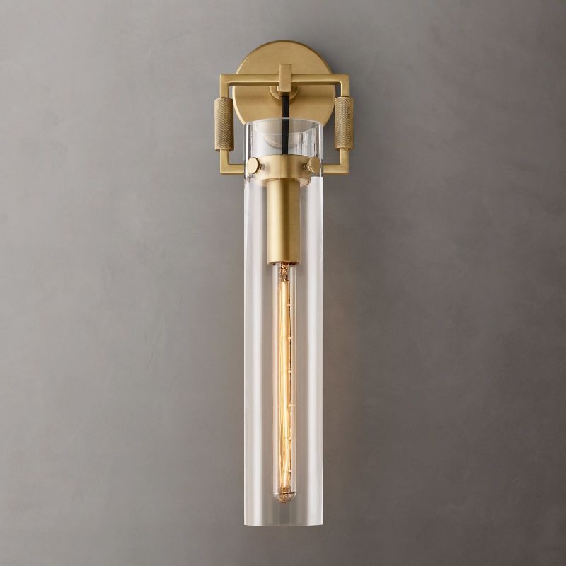 Machinist Glass Cylinder Wall Sconce 16"