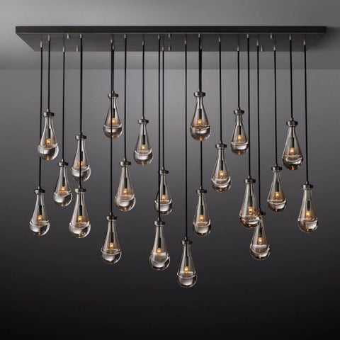 Modern Raindrop Rectangle Crystal Chandelier 72" For Dinning Room Kitchen