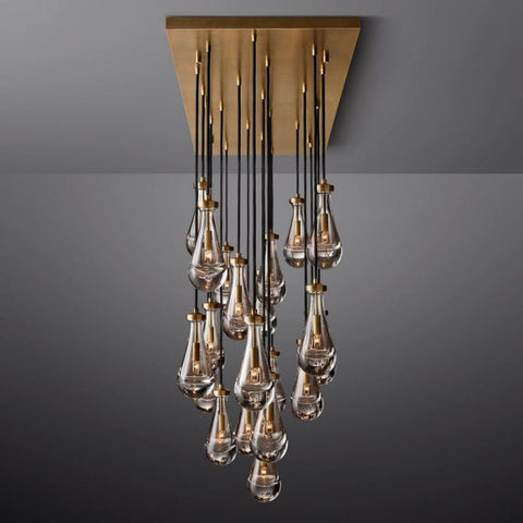 Modern Raindrop Rectangle Crystal Chandelier 72" For Dinning Room Kitchen