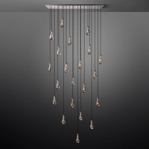 Modern Raindrop Rectangle Crystal Chandelier 72" For Dinning Room Kitchen