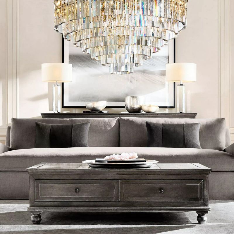 1920s Odeon 3-Layer Crystal Round Chandelier 20"