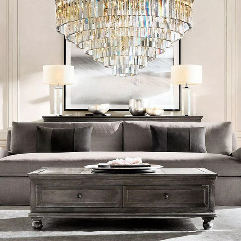 1920s Odeon 7-Layer Crystal Round Chandelier 44"