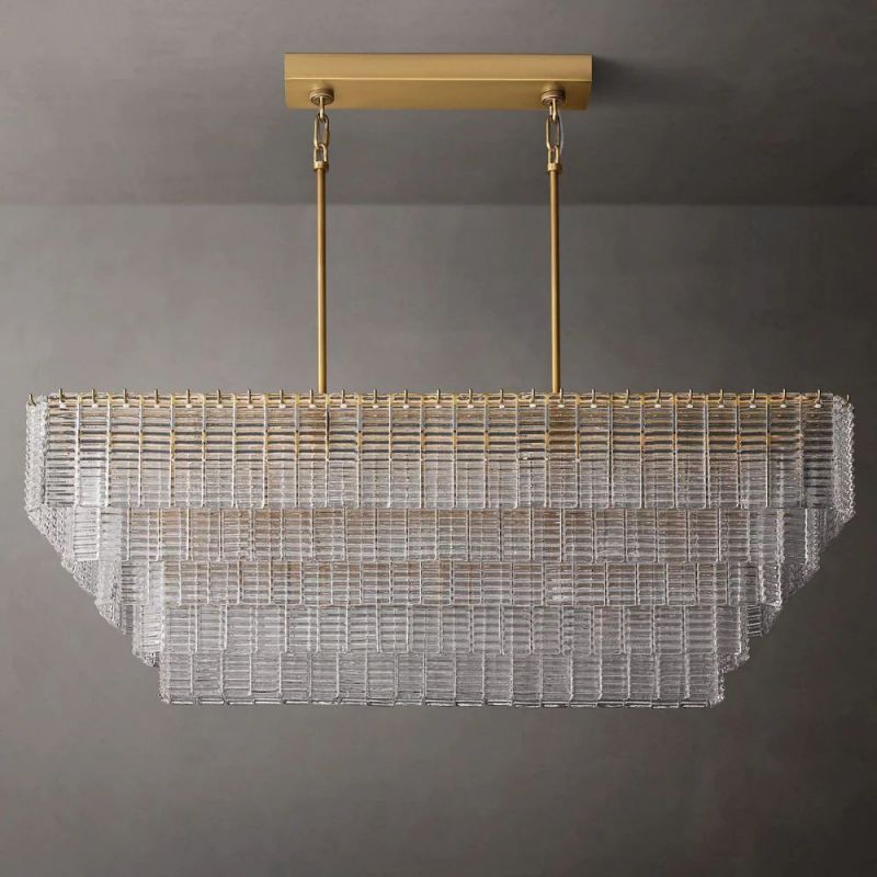 Sherlock Glass Rectangular Chandelier 59"