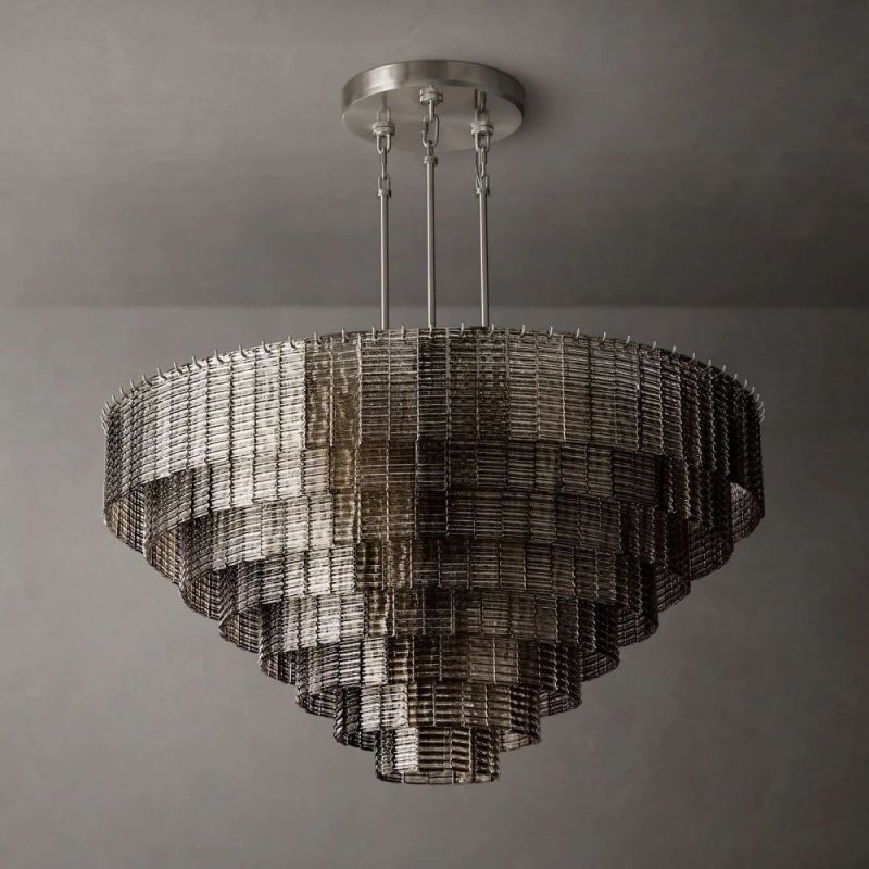 Sherlock Smoke Glass Round Chandelier 52"