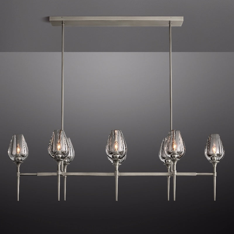 Tulip Linear Chandelier 52", Island Chandelier Over Kitchen Table