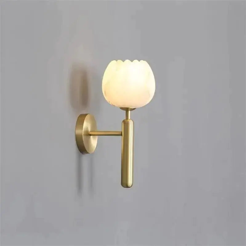 Alabaster Wall Sconce Light Tulip For Bedroom