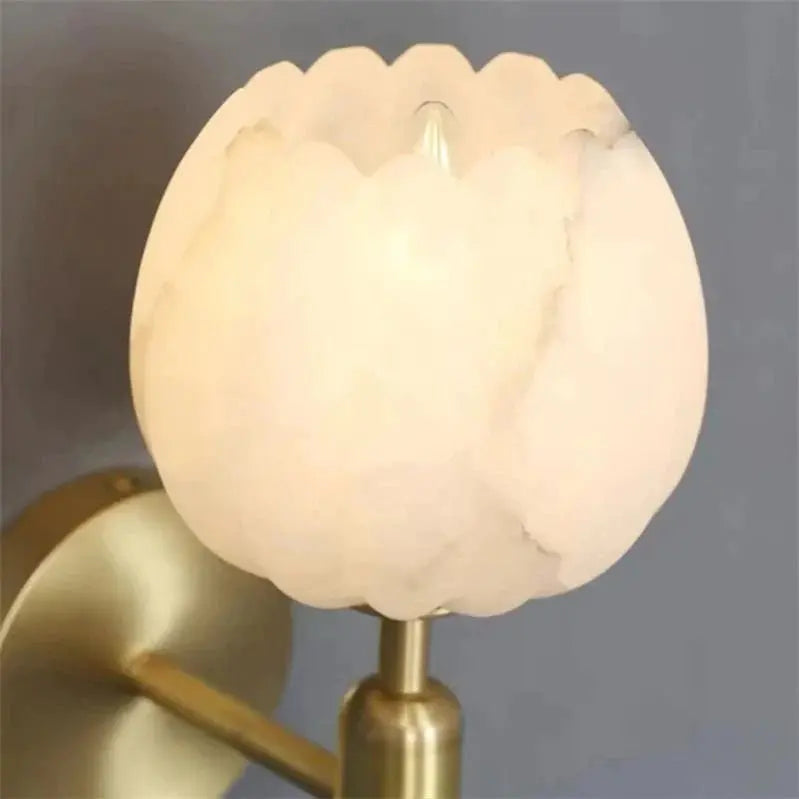 Alabaster Wall Sconce Light Tulip For Bedroom