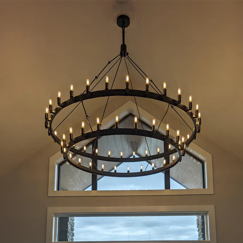 Camino Vintage Filament 2-Tier Round Chandelier Matte Black