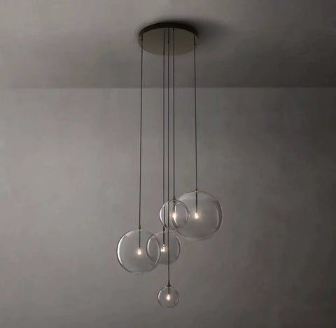 Modern Round Glass Globe Cluster Chandelier 28"