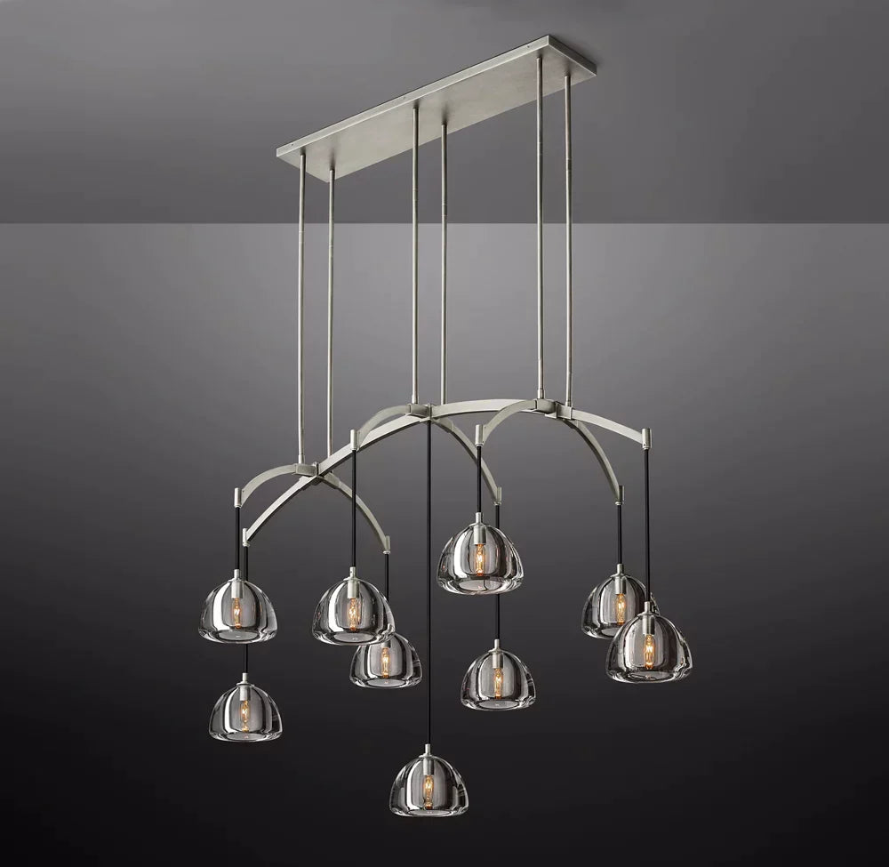 Hemisphere Modern Glass Linear Chandelier 54''