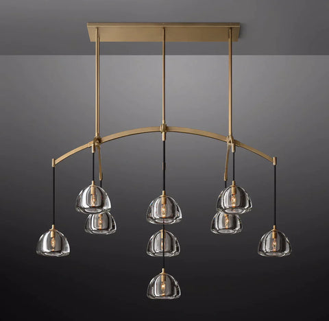 Hemisphere Modern Glass Linear Chandelier 54''