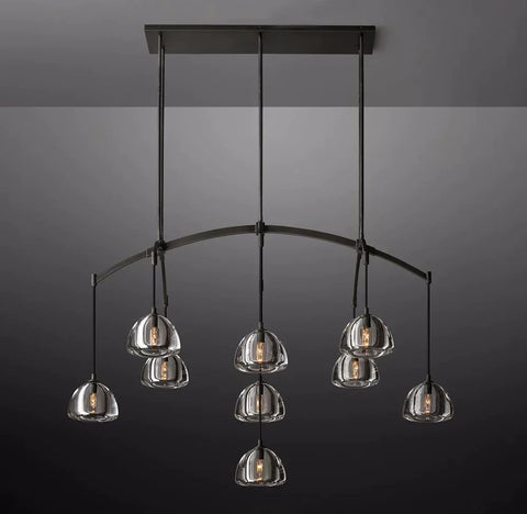 Hemisphere Modern Glass Linear Chandelier 54''