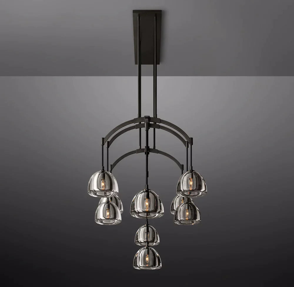 Hemisphere Modern Glass Linear Chandelier 54''