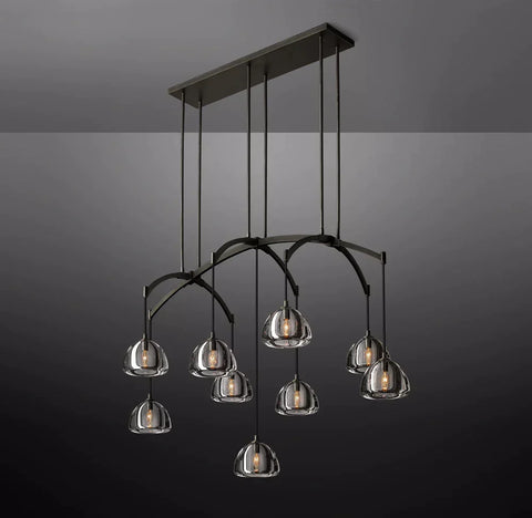 Hemisphere Modern Glass Linear Chandelier 54''