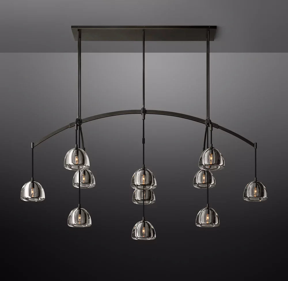 Hemisphere Modern Glass Linear Chandelier 72''